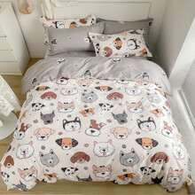 Комплект постельного белья с изображением собак Dog world (полуторный) оптом (код товара: 60171)