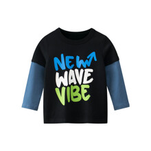 Лонгслив для мальчика с надписями черный New wave vibe (код товара: 60144)