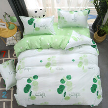 Уценка (дефекты)! Комплект постельного белья с растительным принтом зеленый с белым Ветвь (двуспальный-евро) (код товара: 60333)