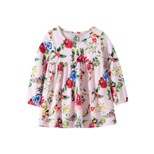 Уценка (дефекты)! Платье для девочки с цветочным принтом и длинным рукавом розовое Flower field (код товара: 60356)