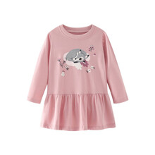 Уценка (дефекты)! Платье для девочки с длинным рукавом и изображением оленя розовое Sleeping deer (код товара: 60354)