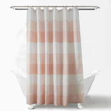Уценка (дефекты)! Штора для ванной в полоску персиковая с белым Strip 180 х 180 см (код товара: 60375)