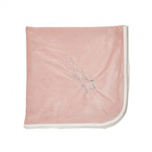 Детский велюровый плед однотонный с вышивкой розовый Flying star, 90 х 90 см (код товара: 60407)
