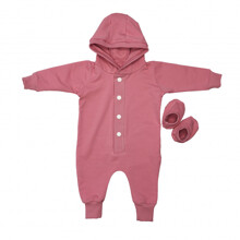 Комбинезон с пинетками для девочки однотонный розовый Baby comfort (код товара: 60412)
