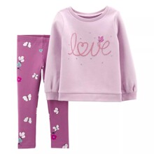 Костюм для девочки 2 в 1 с утепленной кофтой с вышивкой фиолетовый Love (код товара: 60456)