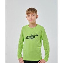 Лонгслив для мальчика с рисунком и надписью зеленый Ride (код товара: 60492)
