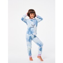 Пижама для девочки с длинным рукавом и растительным принтом голубая Quiet forest (код товара: 60465)