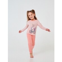 Пижама для девочки с длинным рукавом и рисунком персиковая Wonderful day (код товара: 60461)