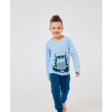 Пижама для мальчика с длинным рукавом и рисунком машины голубая с синим Big car (код товара: 60469)