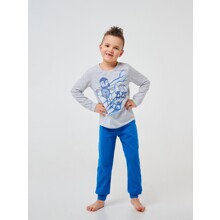 Пижама для мальчика с длинным рукавом и рисунком робота серая с синим Robot (код товара: 60470)