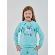 Свитшот для девочки с принтом единорога голубой Bloom garden (код товара: 60472)
