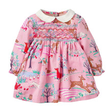 Уценка (дефекты)! Платье для девочки с длинным рукавом и изображением животных розовое Wild nature (код товара: 60507)
