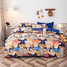 Уценка (дефекты)! Комплект постельного белья с изображением медведей Good bears (двуспальный-евро) (код товара: 60607)